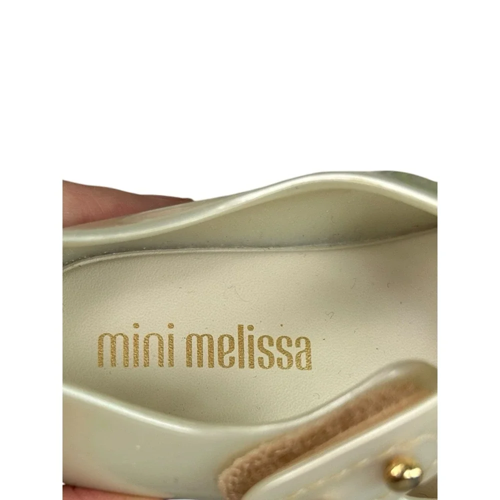 Mini Melissa Ultragirl Princess‎ Jelly Shoes Beige With Pink Bow Size 3/4 Baby